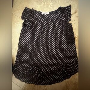 LOFT Navy and Pink Floral Blouse